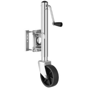 trailer jack with wheel, 1000 lbs load capacity, heavy duty swivel boat trailer jack with pp single wheel & ergonomic handle, 10 inch lift, fit for rvs, boats, horse trailers, utility trailers