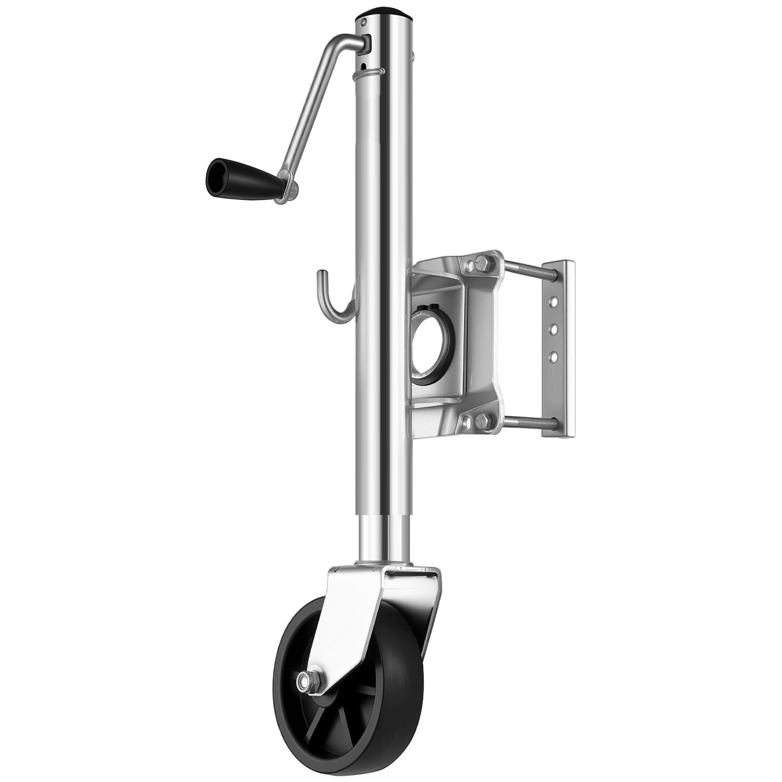 trailer jack with wheel, 1000 lbs load capacity, heavy duty swivel boat trailer jack with pp single wheel & ergonomic handle, 10 inch lift, fit for rvs, boats, horse trailers, utility trailers