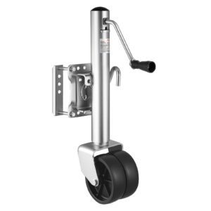 trailer jack with wheel, 1500 lbs load capacity, heavy duty swivel boat trailer jack with pp single wheel & ergonomic handle, 12 inch lift, fit for rvs, boats, horse trailers, utility trailers