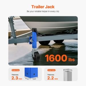 trailer jack with wheel, 1600 lbs heavy duty swivel boat trailer jack pp single wheel, 10" lift, bolt on trailer tongue jack with ergonomic handle for rv, boat, horse trailer, utility trailer