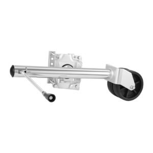 trailer jack with wheel, 2000 lbs load capacity, heavy duty swivel boat trailer jack with pp dual wheel & ergonomic handle, 15 27 inch lift range, fit for rvs, boats and utility trailers