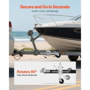 trailer jack with wheel, 2000 lbs load capacity, heavy duty swivel boat trailer jack with pp dual wheel & ergonomic handle, 15 27 inch lift range, fit for rvs, boats and utility trailers