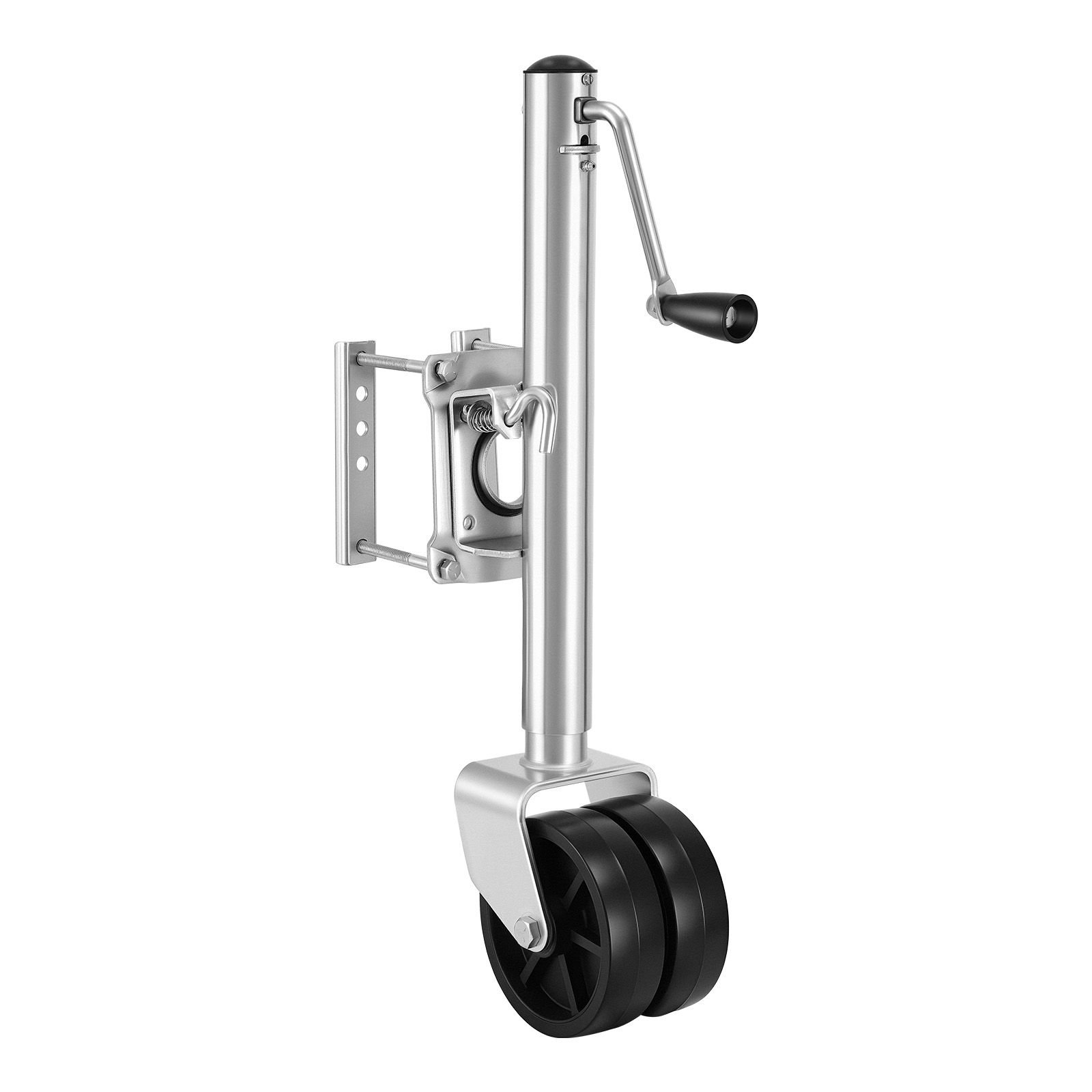 trailer jack with wheel, 2000 lbs load capacity, heavy duty swivel boat trailer jack with pp dual wheel & ergonomic handle, 15 27 inch lift range, fit for rvs, boats and utility trailers