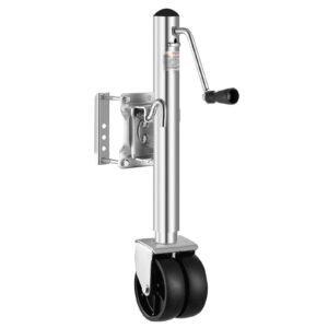 trailer jack with wheel, 2000 lbs load capacity, heavy duty swivel boat trailer jack with pp single wheel & ergonomic handle, 12 inch lift, fit for rvs, boats, horse trailers, utility trailers