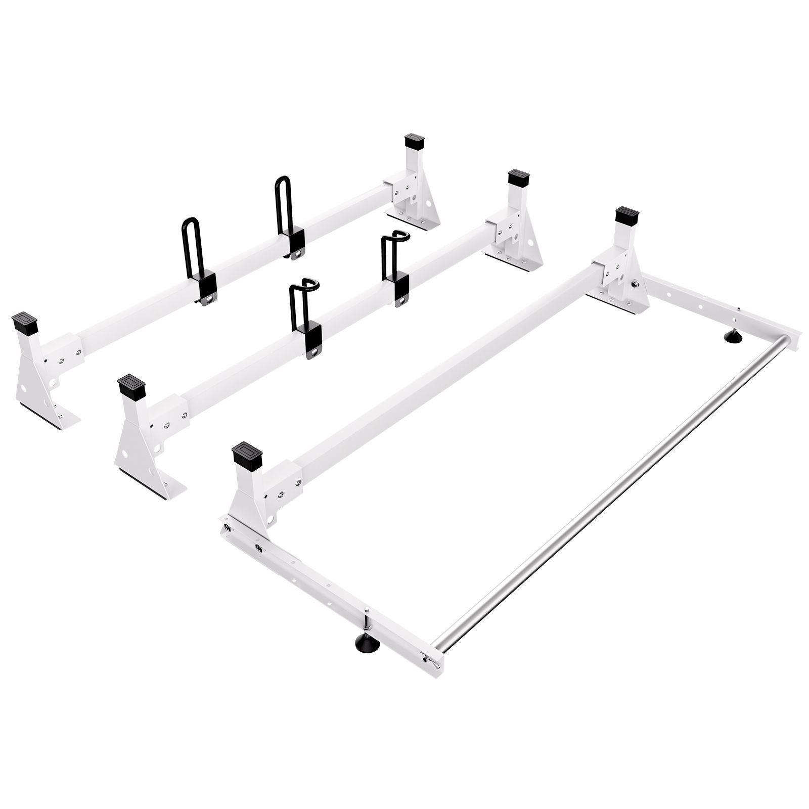 trailer ladder rack, 54" 3 crossbars ladder roof rack, heavy duty steel van roof rack, 800 lbs capacity van ladder rack with cargo roller and straps, fit for ford transit 150 250 350, 2015 2022