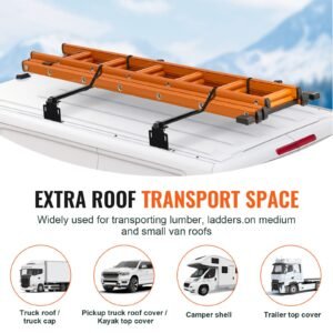 trailer ladder rack, 60" 2 crossbars ladder roof rack, heavy duty steel van roof ladder rack, 500 lbs capacity van ladder rack, fit for universal truck roofs