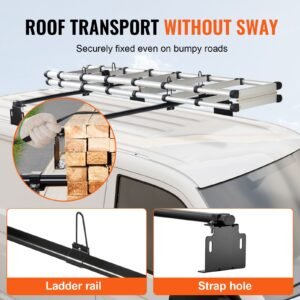 trailer ladder rack, 60" 2 crossbars ladder roof rack, heavy duty steel van roof ladder rack, 500 lbs capacity van ladder rack, fit for universal truck roofs