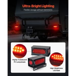 trailer lights, 10 30v led trailer tail lights kit with stop brake turn tail clearance (side) lamp, left and right waterproof tow lighting kit for boat truck camper rv snowmobile bus caravan