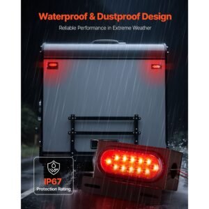 trailer lights, 10 30v led trailer tail lights kit with stop brake turn tail clearance (side) lamp, left and right waterproof tow lighting kit for boat truck camper rv snowmobile bus caravan