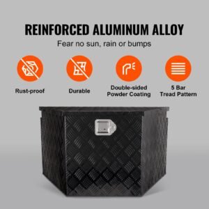 trailer tongue box, aluminum alloy diamond plate tongue box tool chest, heavy duty trailer box storage with lock and keys, utility trailer tongue box for pickup truck, rv, trailer, 33"x19"x18"