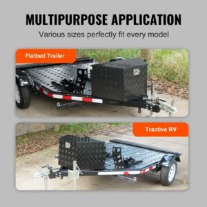 trailer tongue box, aluminum alloy diamond plate tongue box tool chest, heavy duty trailer box storage with lock and keys, utility trailer tongue box for pickup truck, rv, trailer, 39"x16.5"x12"
