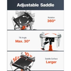 transmission jack, 1/2ton/1100lbs capacity hydraulic telescopic transmission jack, 2 stage floor jack stand with foot pedal, 360° swivel wheel, garage/ shop lift hoist, orange