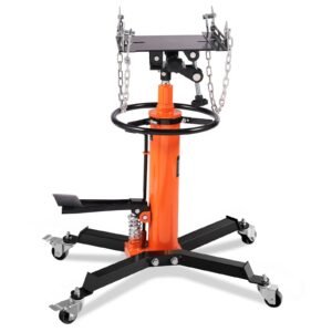 transmission jack, 1322 lbs hydraulic telescoping transmission jack, 32" 67" high lift floor jack stand with foot pedal, 360° swivel wheel, hydraulic transmission jack garage/shop lift hoist