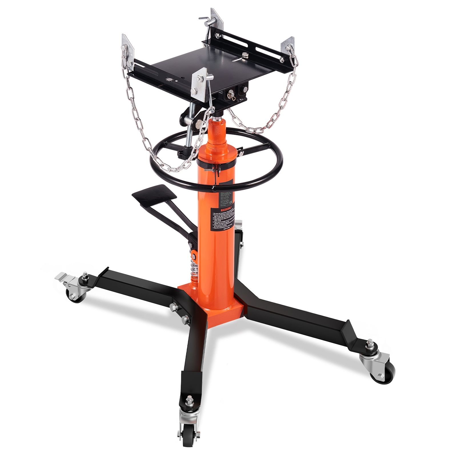 transmission jack, 1322 lbs hydraulic telescoping transmission jack, 32" 67" high lift floor jack stand with foot pedal, 360° swivel wheel, hydraulic transmission jack garage/shop lift hoist