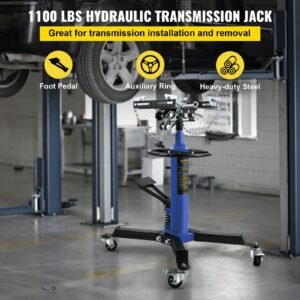 transmission jack, 33" 67" high lift, 1100 lbs hydraulic telescoping transmission jack, 2 stage floor jack stand 1/2 ton capacity with foot pedal, 360° swivel wheel, garage/shop lift hoist