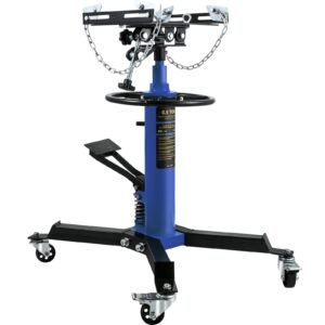 transmission jack, 33" 67" high lift, 1100 lbs hydraulic telescoping transmission jack, 2 stage floor jack stand 1/2 ton capacity with foot pedal, 360° swivel wheel, garage/shop lift hoist