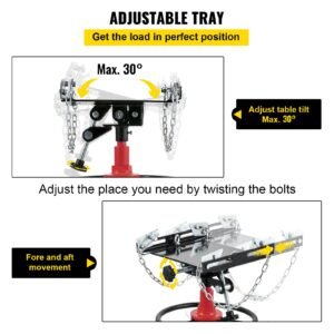 transmission jack,0.75 ton/1660 lbs capacity hydraulic telescopic transmission jack, 2 stage floor jack stand with foot pedal, 360° swivel wheel, garage/shop lift hoist, red