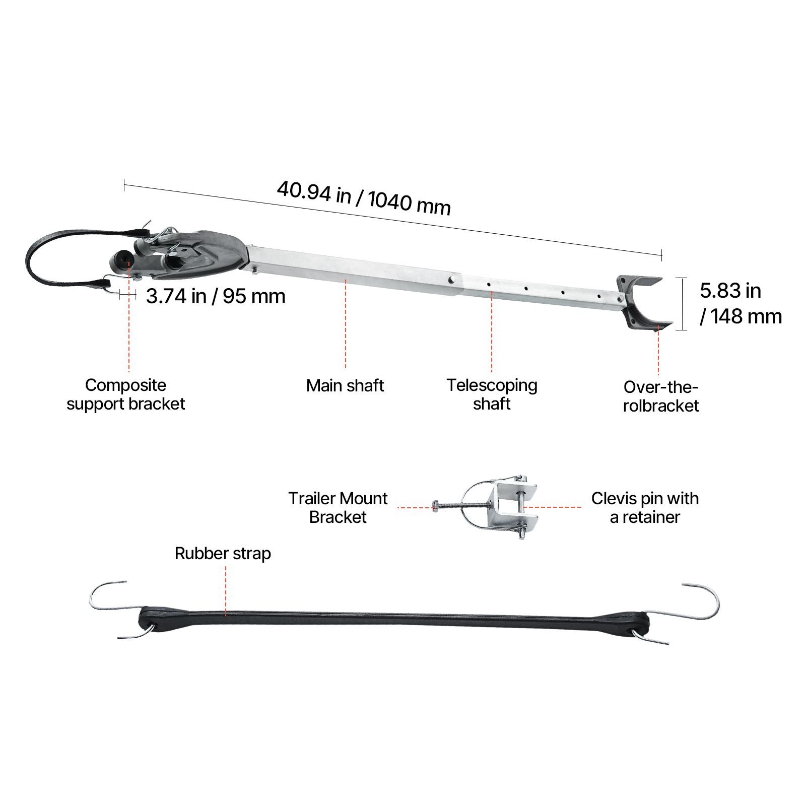 transom saver, 24 36 in, adjustable boat transom saver with heavy duty head, corrosion resistant easy to install transom savers for less than 100 hp outboard motor , fit for roller & trailer