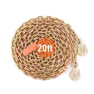 transport binder chain, 4900 lbs working load limit, 5/16'' x 20' g80 tow chain tie down with grab hooks, dot certified, galvanized coating manganese steel for dock factory construction site