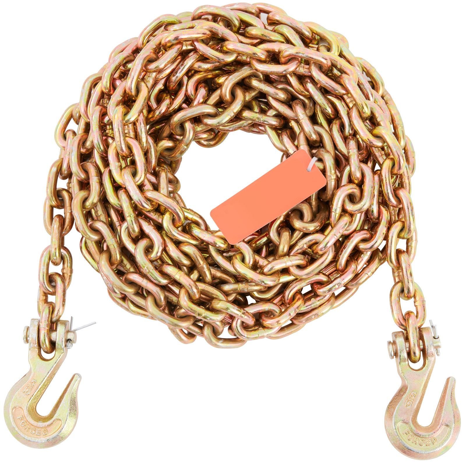 transport binder chain, 4900 lbs working load limit, 5/16'' x 20' g80 tow chain tie down with grab hooks, dot certified, galvanized coating manganese steel for dock factory construction site