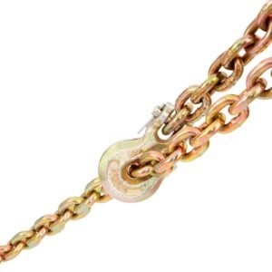 transport binder chain, 4900lbs working load limit, 5/16''x20' g80 tow chain tie down with grab hooks, dot certified, galvanized coating manganese steel for dock factory construction site, 2pack