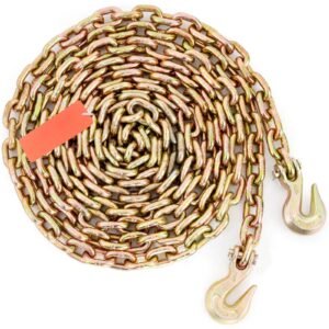 transport binder chain, 7100 lbs working load limit, 3/8'' x 20' g80 tow chain tie down with grab hooks, dot certified, galvanized coating manganese steel for dock factory construction site