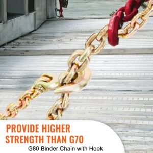 transport binder chain, 7100lbs working load limit, 3/8''x20' g80 tow chain tie down with grab hooks, dot certified, galvanized coating manganese steel for dock factory construction site, 2 pack