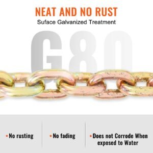 transport binder chain, 7100lbs working load limit, 3/8''x20' g80 tow chain tie down with grab hooks, dot certified, galvanized coating manganese steel for dock factory construction site, 2 pack