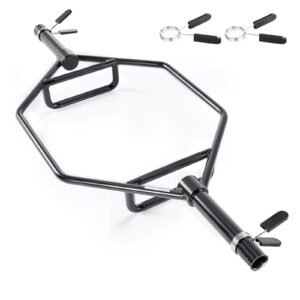 Trap Bar Hex Bar, 2-Inch Hex Barbell, 800 LBS Capacity Shrug Bars with Knurled Grips, Weightlifting and Strength Training Equipment, Home Gym for Squats, Deadlifts, Shoulder Presses, Black