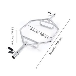 trap bar hex bar, 2 inch hex barbell, 800 lbs capacity shrug bars with knurled grips, weightlifting and strength training equipment, home gym for squats, deadlifts, shoulder presses, silver
