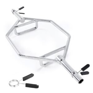 trap bar hex bar, 2 inch hex barbell, 800 lbs capacity shrug bars with knurled grips, weightlifting and strength training equipment, home gym for squats, deadlifts, shoulder presses, silver