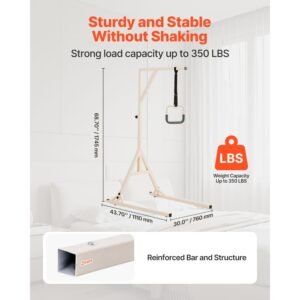 trapeze bar for bed mobility, height adjustable bed trapeze with 2 casters, 350lbs weight capacity heavy duty pull up trapeze bar with floor stand for elderly, disabled, bedridden patients