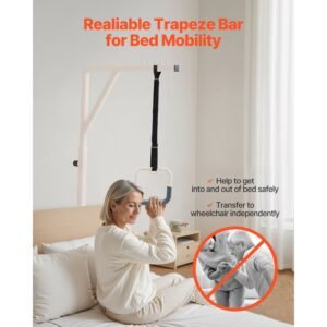 trapeze bar for bed mobility, height adjustable bed trapeze with 2 casters, 350lbs weight capacity heavy duty pull up trapeze bar with floor stand for elderly, disabled, bedridden patients