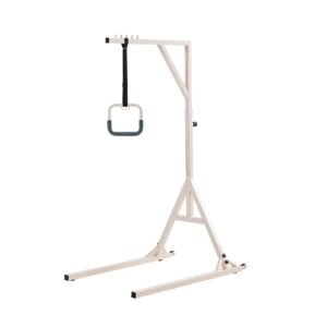 Trapeze Bar for Bed Mobility, Height-Adjustable Bed Trapeze with 2 Casters, 350LBS Weight Capacity Heavy Duty Pull Up Trapeze Bar with Floor Stand for Elderly, Disabled, Bedridden Patients