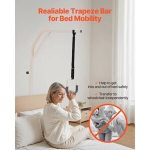 trapeze bar for bed mobility, height adjustable free standing trapeze bar with 2 wheels, 300lbs capacity bed pull up assist for elderly disabled, ideal for hospital, nursing home & home care