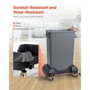 trash can dolly, fit 16/23 gallon containers, slim trash can roller base with 4 lockable wheels, 200lbs weight capacity, heavy duty barrel dolly, smooth & quiet rolling plastic bin dolly