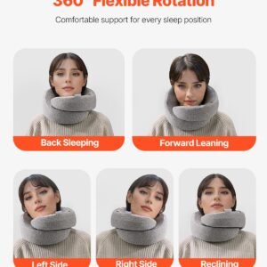 travel pillow, double layered 3d support neck pillow for traveling, 360° flexible rotation upgraded memory foam travel neck pillow with eye mask, earplugs, earplug case, storage bag(black gray)