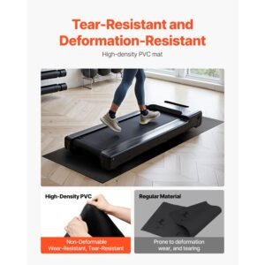 treadmill mat for carpet floor, 1/4" thick, 30" x 72" exercise equipment mat for treadmills, stationary & recumbent bikes, high density pvc floor protector, waterproof and non slip for home gym