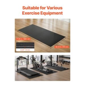 treadmill mat for carpet floor, 1/4" thick, 36" x 78" exercise equipment mat for treadmills, elliptical, rowing machine, high density pvc floor protector, waterproof and non slip for home gym