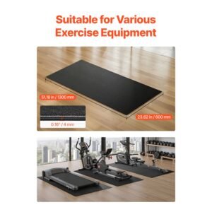 treadmill mat for carpet floor, 23.62" x 51.18" x 0.16" exercise equipment mat for elliptical and walking pad, high density pvc floor protector, waterproof and non slip for home gym