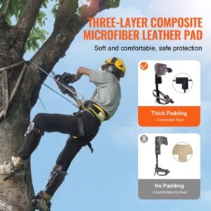 tree climbing spikes, 1 pair alloy steel climbing spurs, 350lbs load capacity tree climbing gear with straps and spike protectors, arborist equipment for climbers, hunting, fruit picking, brown