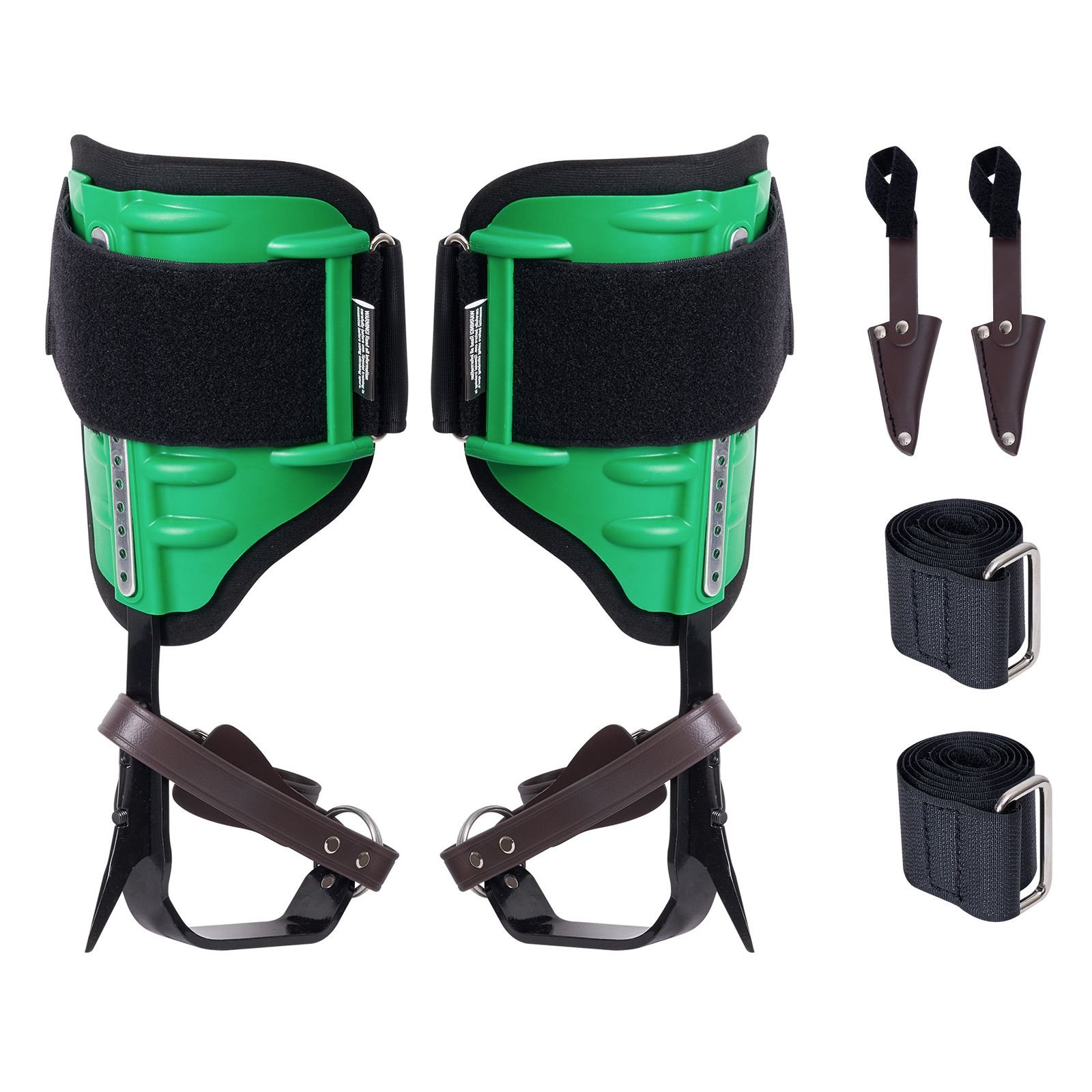 tree climbing spikes, 1 pair alloy steel climbing spurs, 350lbs load capacity tree climbing gear with straps and spike protectors, arborist equipment for climbers, hunting, fruit picking, green