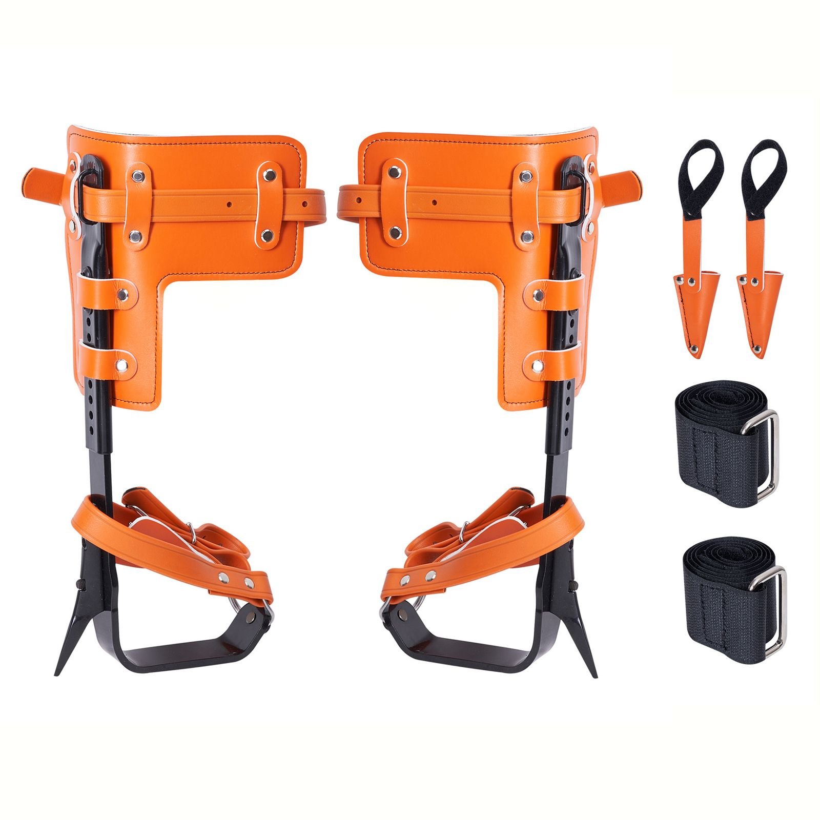 tree climbing spikes, 1 pair alloy steel climbing spurs, 350lbs load capacity tree climbing gear with straps and spike protectors, arborist equipment for climbers, hunting, fruit picking, orange