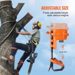 tree climbing spikes set, 1 pair alloy steel climbing spurs with safety rope and safety harness, 350lbs load capacity tree climbing gear, arborist equipment for climbers, fruit picking, orange