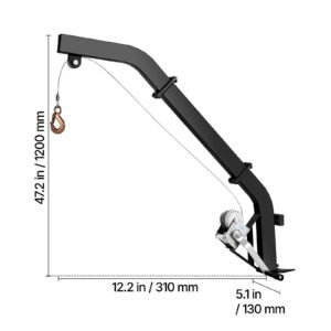 tree mounted deer hoist, 353 lbs load capacity, hunting game hoist winch lift with ratchet strap, heavy duty deer hanger for skinning, cleaning, hanging feed, and field dressing, black