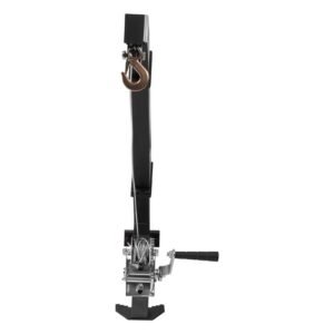 tree mounted deer hoist, 353 lbs load capacity, hunting game hoist winch lift with ratchet strap, heavy duty deer hanger for skinning, cleaning, hanging feed, and field dressing, black
