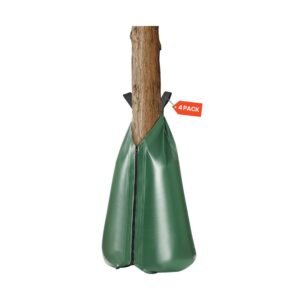 tree watering bag, 4 packs 20 gallons watering bags for new trees, 5 9 hours slow release refillable tree drip irrigation bags with zipper, durable tree watering system for deep root targeting