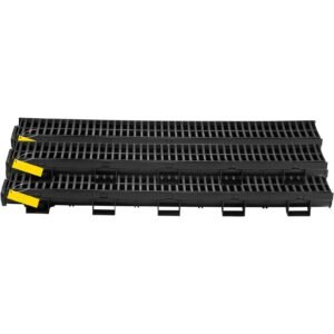 trench drain system, channel drain with plastic grate, 5.7x3.1 inch hdpe drainage trench, black plastic garage floor drain, 5x39 trench drain grate, with 5 end caps, for garden, driveway 5 pack