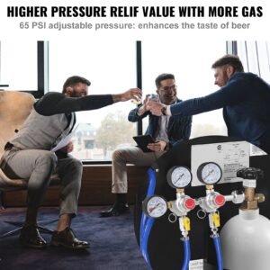 triple gauge regulator, co2 regulator gauge with 0 60psi, heavy duty co2 gauge gas system, draft beer regulator with check valve, adjustable pressure regulator for draft beer homebrew, cga320