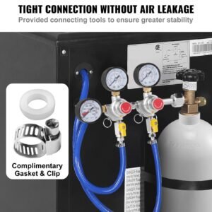 triple gauge regulator, co2 regulator gauge with 0 60psi, heavy duty co2 gauge gas system, draft beer regulator with check valve, adjustable pressure regulator for draft beer homebrew, cga320